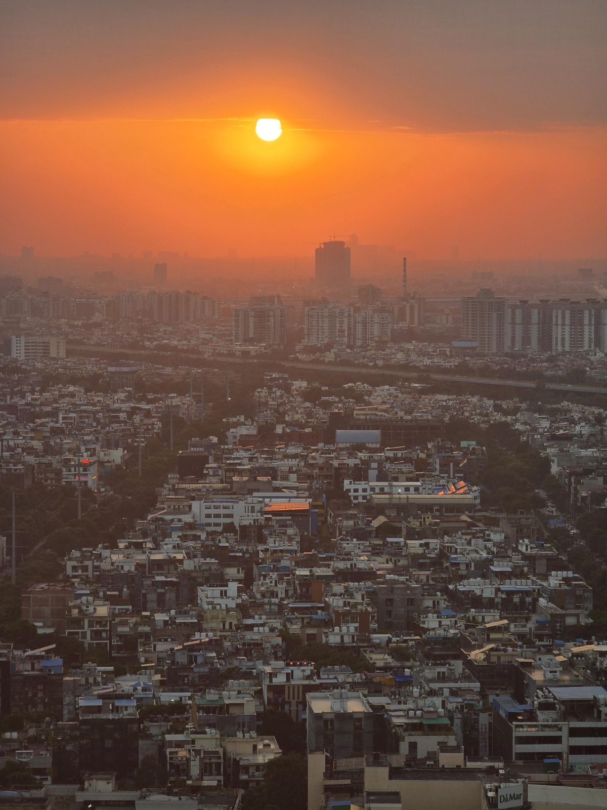 Sunset aerial view over Indirapuram, Ghaziabad